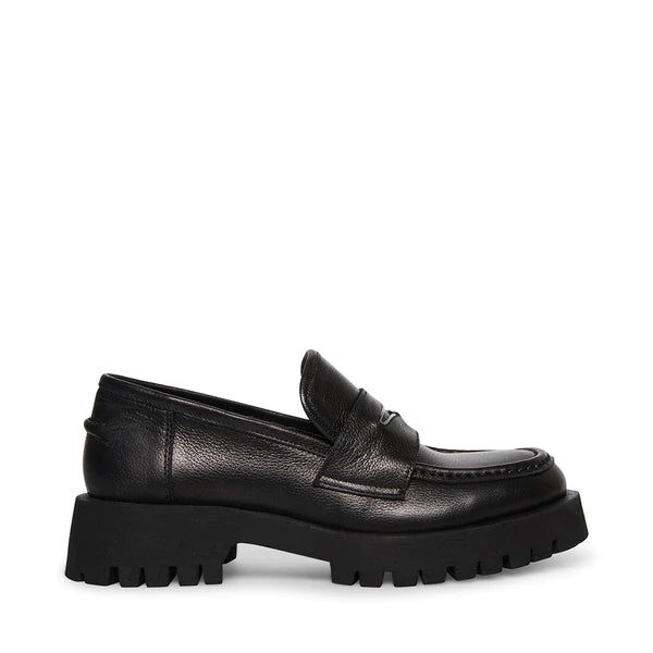 LAWRENCE Black Leather Platform Loafers | Women's Designer Loafers ...