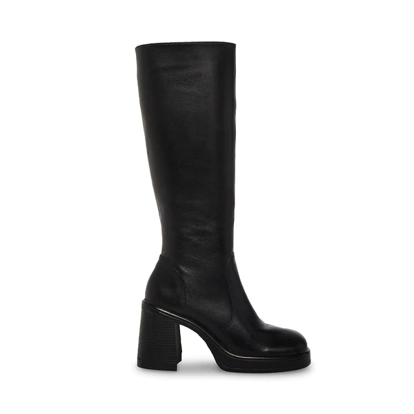 FANATIKK Black Leather Knee High Platform Boots | Women's Designer Boots –  Steve Madden Canada