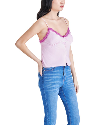 ASHER Pink Lace Camisole Top  Women's Designer Tops – Steve Madden Canada