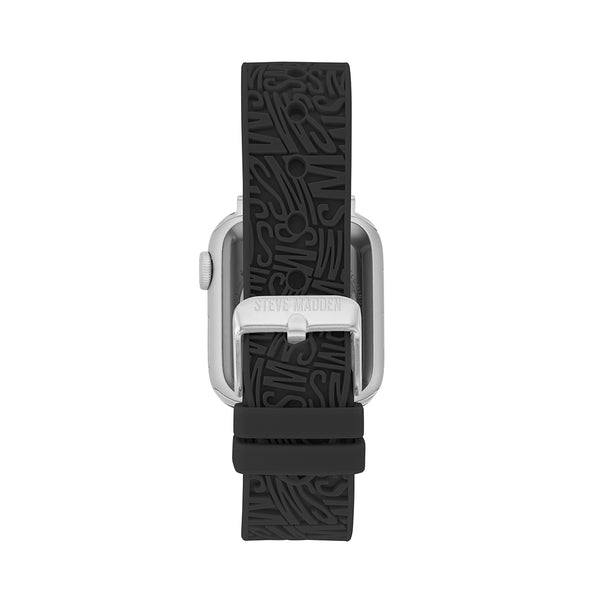 Apple Watch® RUBBER LOGO BAND 42/44/45MM BLACK - Jewelry - Steve Madden Canada